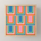 Colorful Retro Geometric Portes Pattern II Blue Orange Pink Green Mini Art Print Gallery Image 1