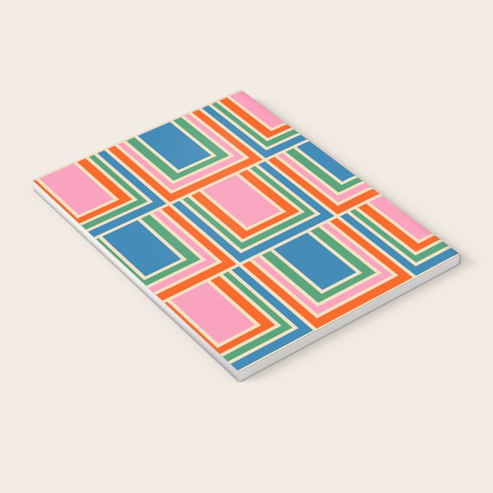 Colorful Retro Geometric Portes Pattern II Blue Orange Pink Green Notebook Gallery Image 3