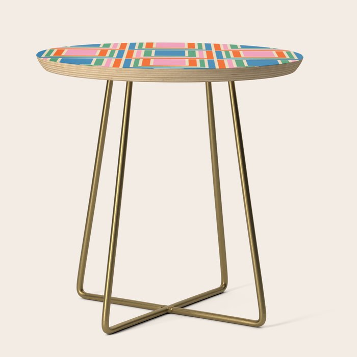 Colorful Retro Geometric Portes Pattern II Blue Orange Pink Green Side Table Gallery Image 1