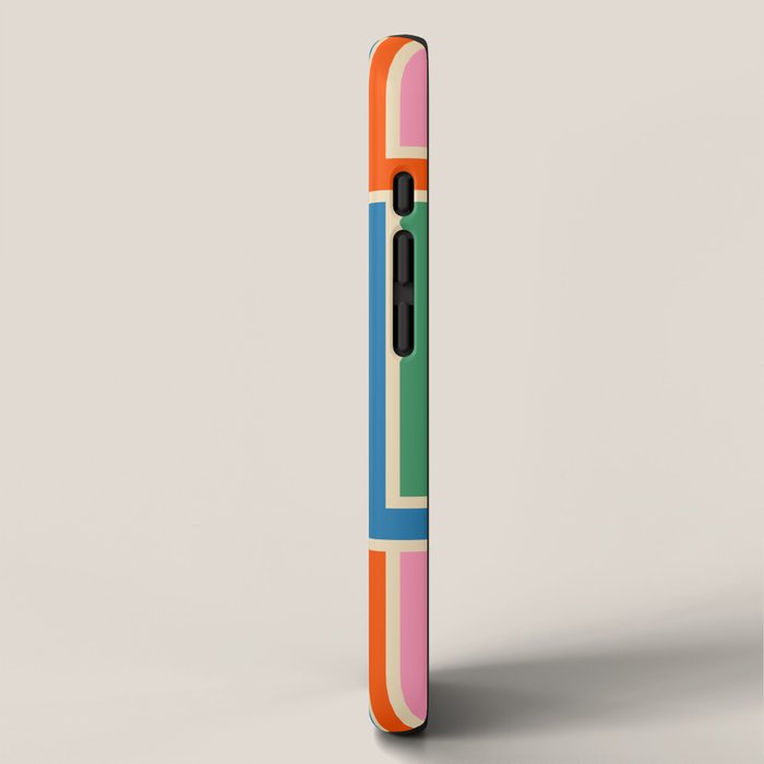 Colorful Retro Geometric Portes Pattern II Blue Orange Pink Green iPhone Case Gallery Image 2