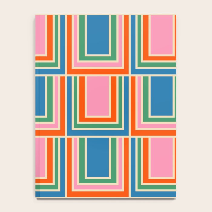 Colorful Retro Geometric Portes Pattern II Blue Orange Pink Green Notebook Gallery Image 4