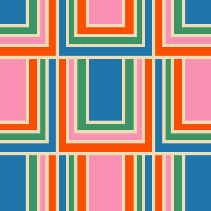 Colorful Retro Geometric Portes Pattern II Blue Orange Pink Green Coffee Mug Gallery Image 2