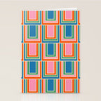 Colorful Retro Geometric Portes Pattern II Blue Orange Pink Green Stationery Card Gallery Image 2