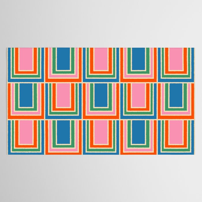 Colorful Retro Geometric Portes Pattern II Blue Orange Pink Green Tablecloth Gallery Image 2