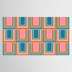 Colorful Retro Geometric Portes Pattern II Blue Orange Pink Green Tablecloth Gallery Image 2