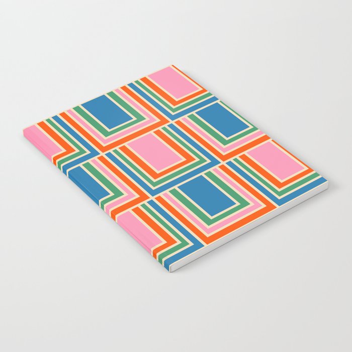 Colorful Retro Geometric Portes Pattern II Blue Orange Pink Green Notebook Gallery Image 2