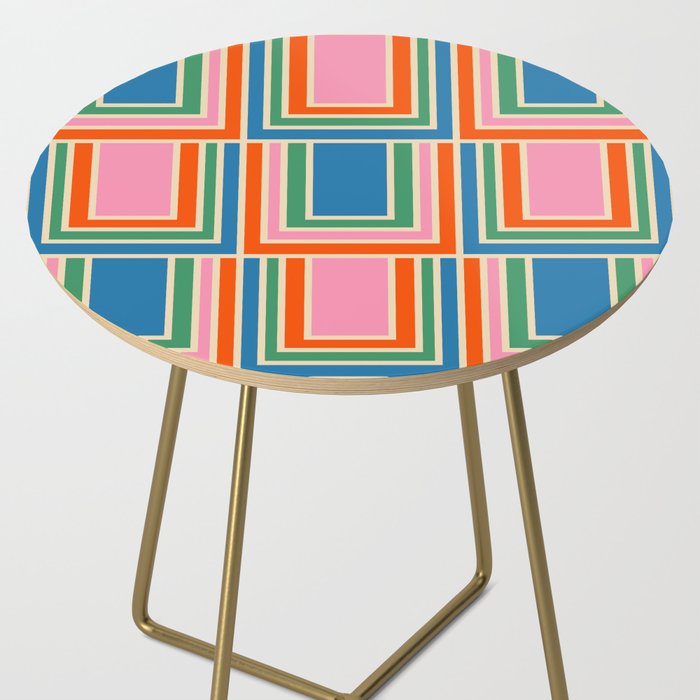 Colorful Retro Geometric Portes Pattern II Blue Orange Pink Green Side Table Gallery Image 2