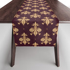 Fleur De Lis In Royal Burgundy and Gold Table Runner Gallery Image 1