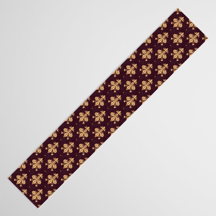 Fleur De Lis In Royal Burgundy and Gold Table Runner Gallery Image 3