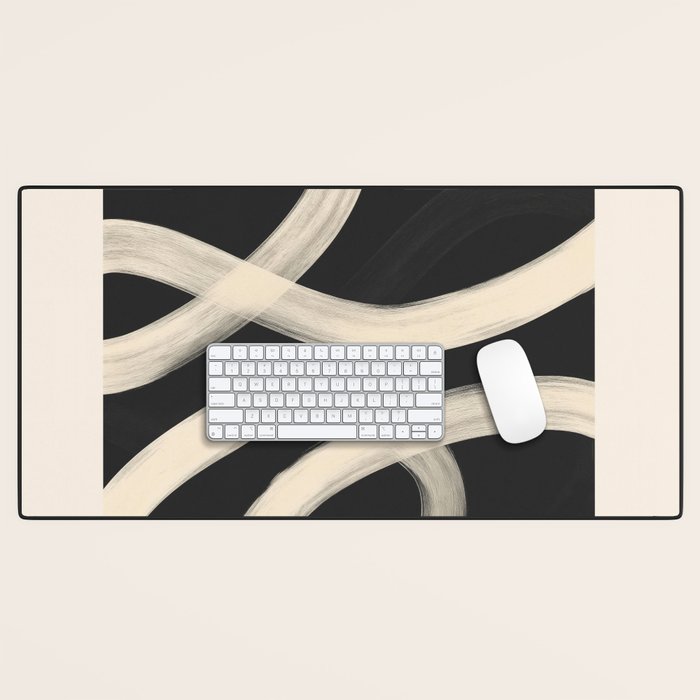 Black and White Abstract Line Art 1 Desk Mat Gallery Image 1