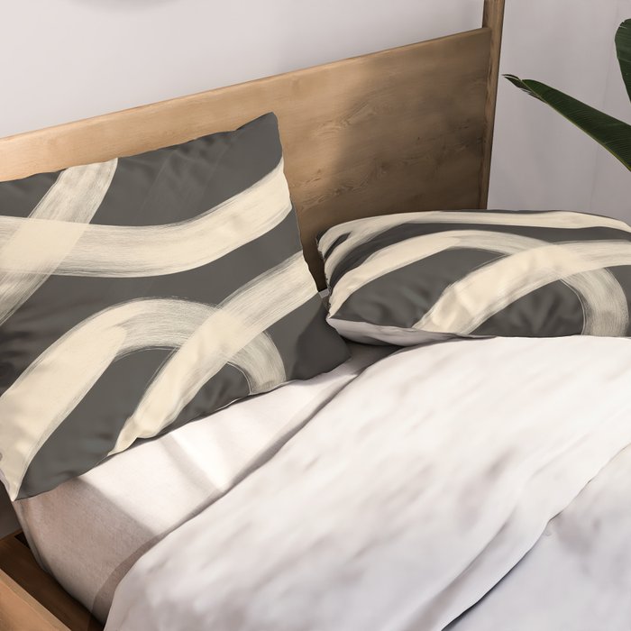 Black and White Abstract Line Art 1 Pillow Sham Gallery Image 2