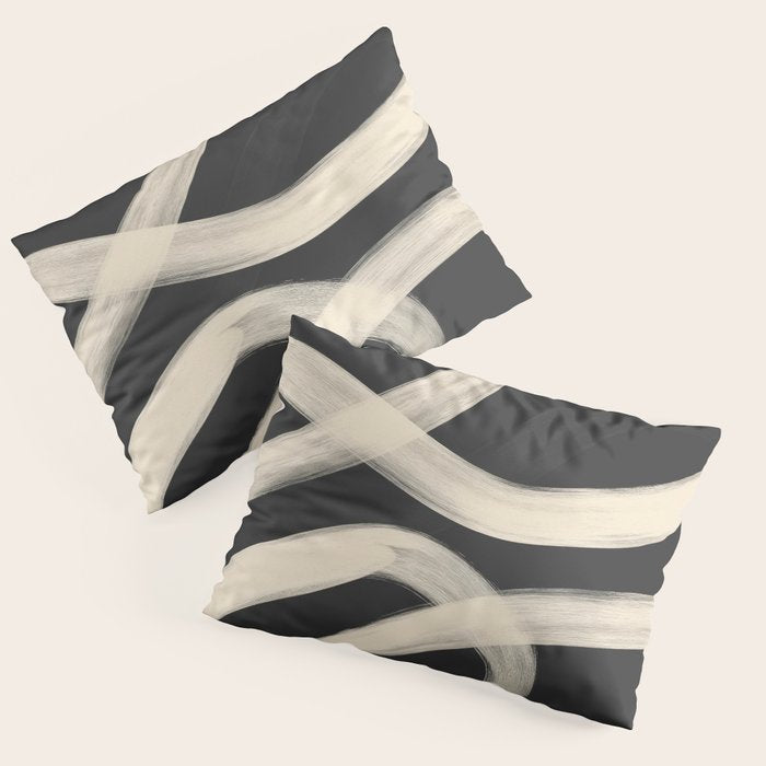 Black and White Abstract Line Art 1 Pillow Sham Gallery Image 3