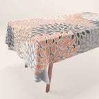 Flowers Abstract Print, Coral, Peach, Gray Tablecloth Gallery Image 1