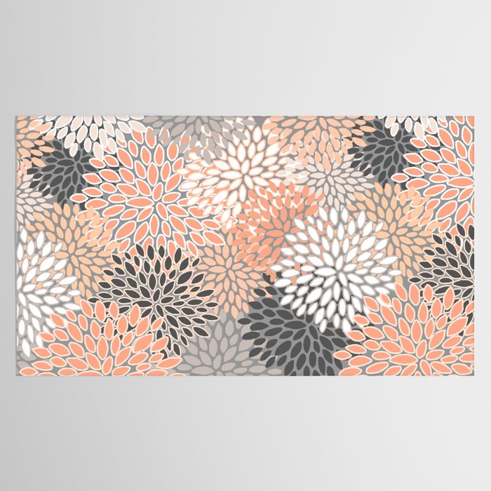 Flowers Abstract Print, Coral, Peach, Gray Tablecloth Gallery Image 2