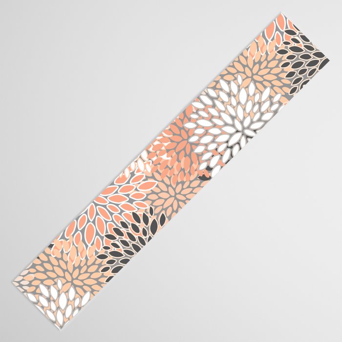 Flowers Abstract Print, Coral, Peach, Gray Table Runner Gallery Image 3
