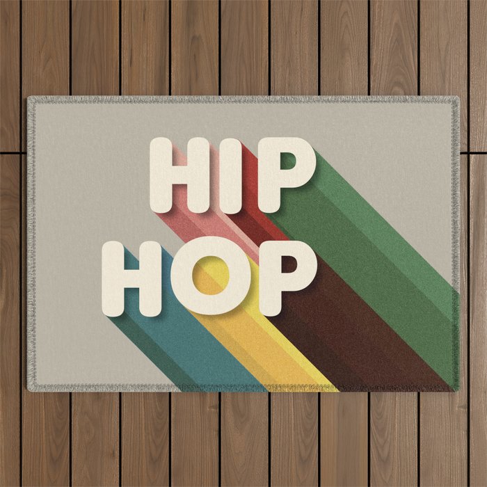 HIP HOP - retro typography Outdoor Rug Gallery Image 1
