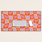 Retro red love heart checkered pattern Desk Mat Gallery Image 1