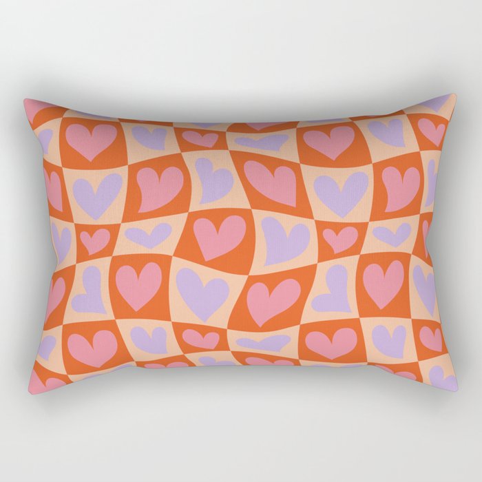 Retro red love heart checkered pattern Rectangular Pillow Gallery Image 1
