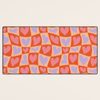 Retro red love heart checkered pattern Desk Mat Gallery Image 3