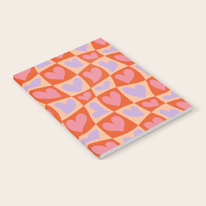 Retro red love heart checkered pattern Notebook Gallery Image 2