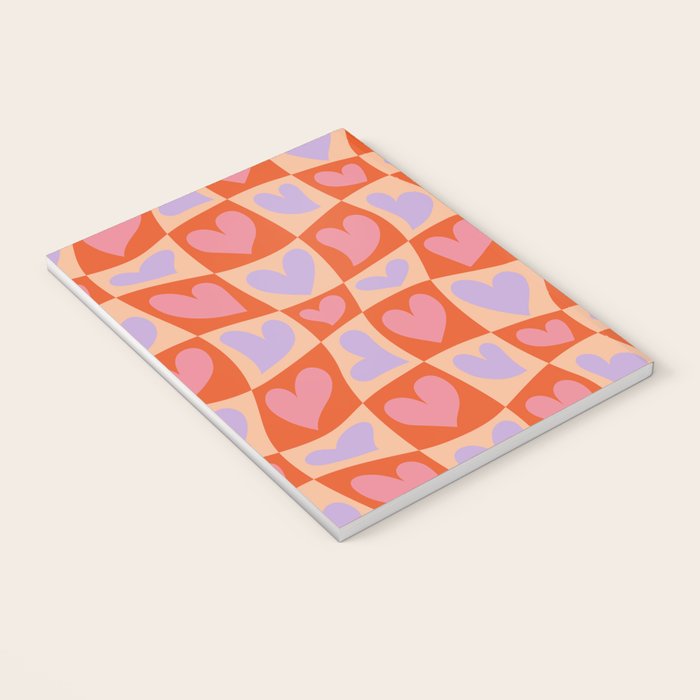 Retro red love heart checkered pattern Notebook Gallery Image 3