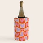 Retro red love heart checkered pattern Wine Chiller Gallery Image 2