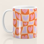 Retro red love heart checkered pattern Coffee Mug Gallery Image 3