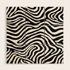 Abstract black and white stripe line pattern Wood Wall Art Gallery Image 1