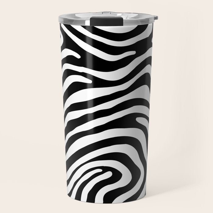 Abstract black and white stripe line pattern Travel Mug Gallery Image 1