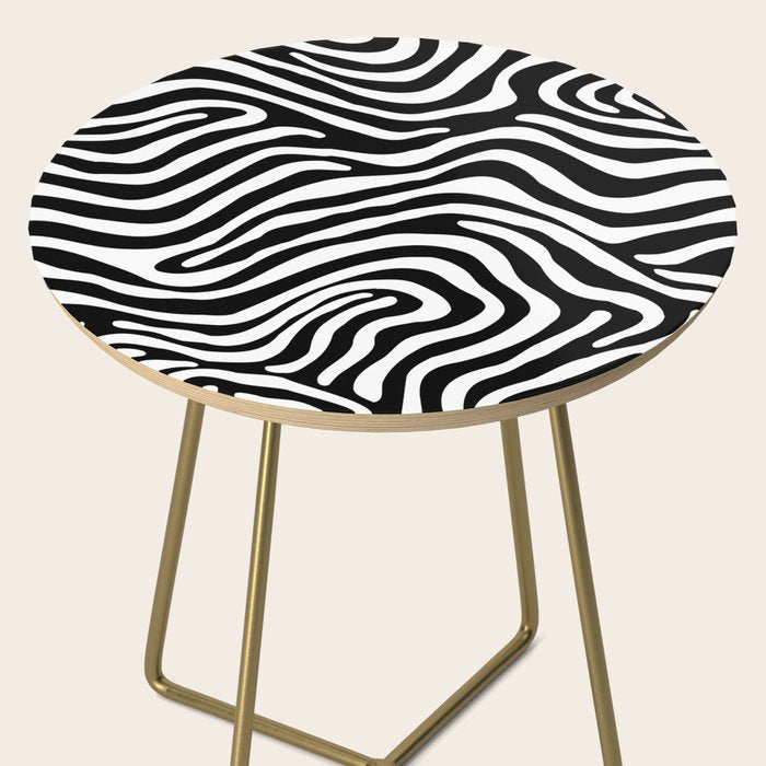 Abstract black and white stripe line pattern Side Table Gallery Image 2