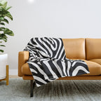 Abstract black and white stripe line pattern Throw Blanket Gallery Image 1