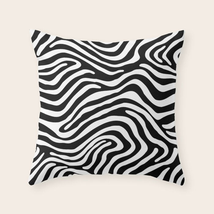Abstract black and white stripe line pattern Throw Pillow Gallery Image 6