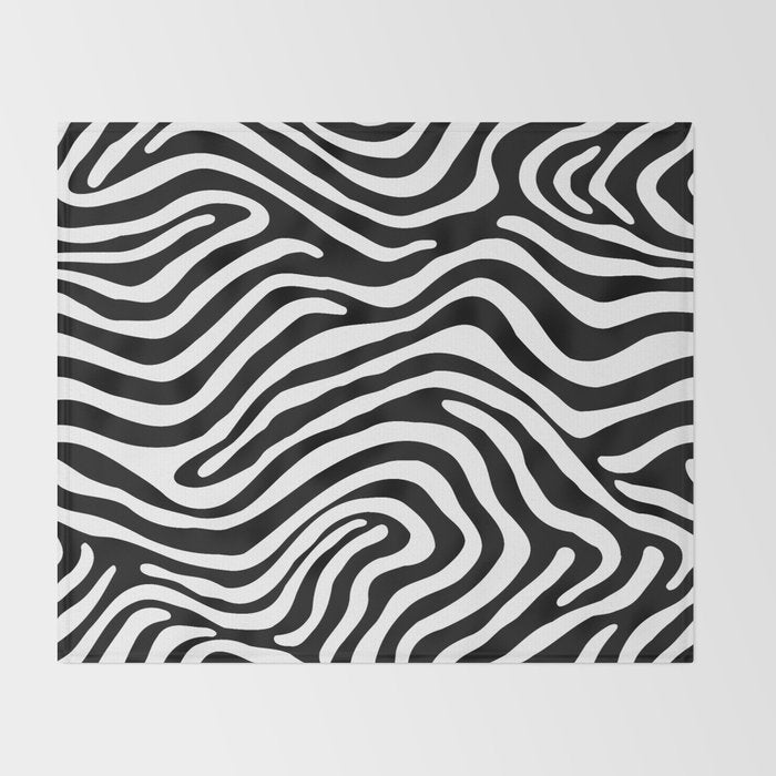 Abstract black and white stripe line pattern Throw Blanket Gallery Image 2