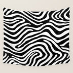 Abstract black and white stripe line pattern Wall Tapestry Gallery Image 4
