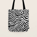 Abstract black and white stripe line pattern Tote Bag Gallery Image 1
