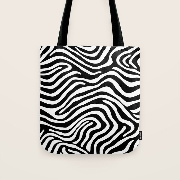 Abstract black and white stripe line pattern Tote Bag Gallery Image 1