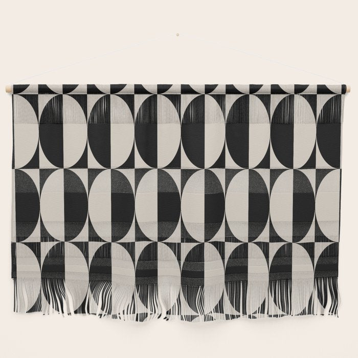 Hollywood Regency 261 Scandi Black and Linen White Wall Hanging Gallery Image 1
