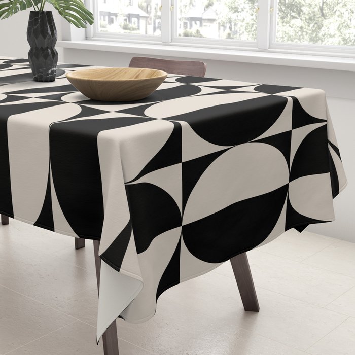 Hollywood Regency 261 Scandi Black and Linen White Tablecloth Gallery Image 3