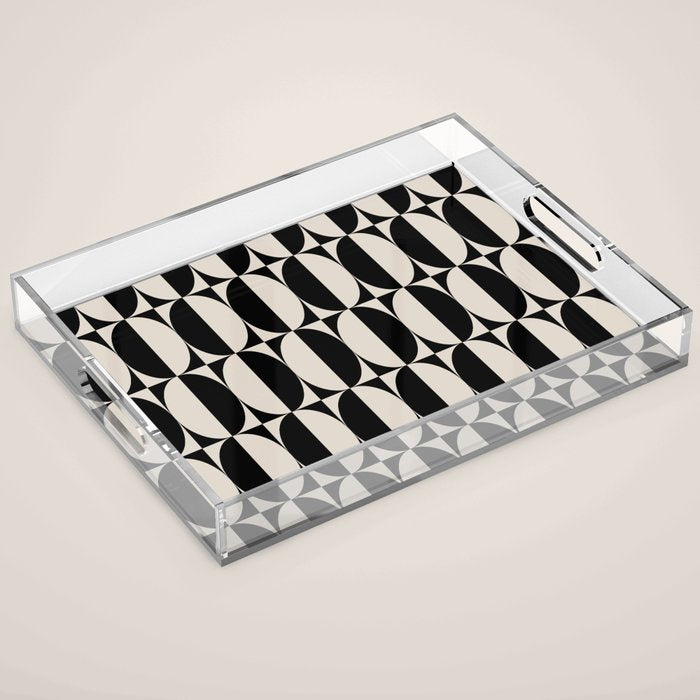 Hollywood Regency 261 Scandi Black and Linen White Acrylic Tray Gallery Image 1