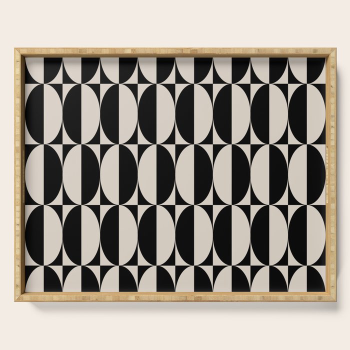 Hollywood Regency 261 Scandi Black and Linen White Serving Tray Gallery Image 1