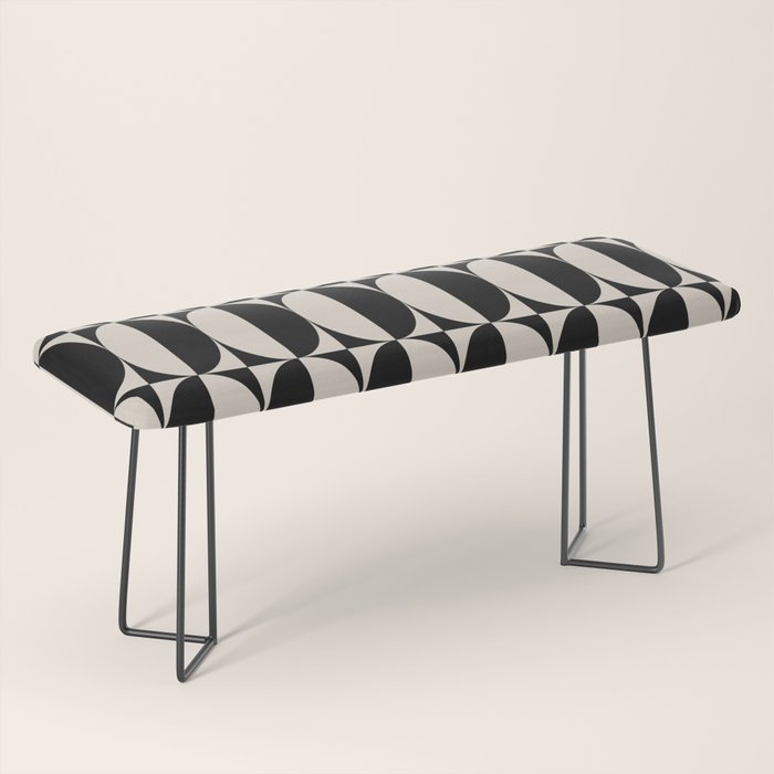 Hollywood Regency 261 Scandi Black and Linen White Bench Gallery Image 1
