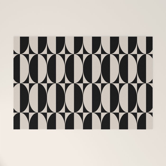 Hollywood Regency 261 Scandi Black and Linen White Welcome Mat Gallery Image 1