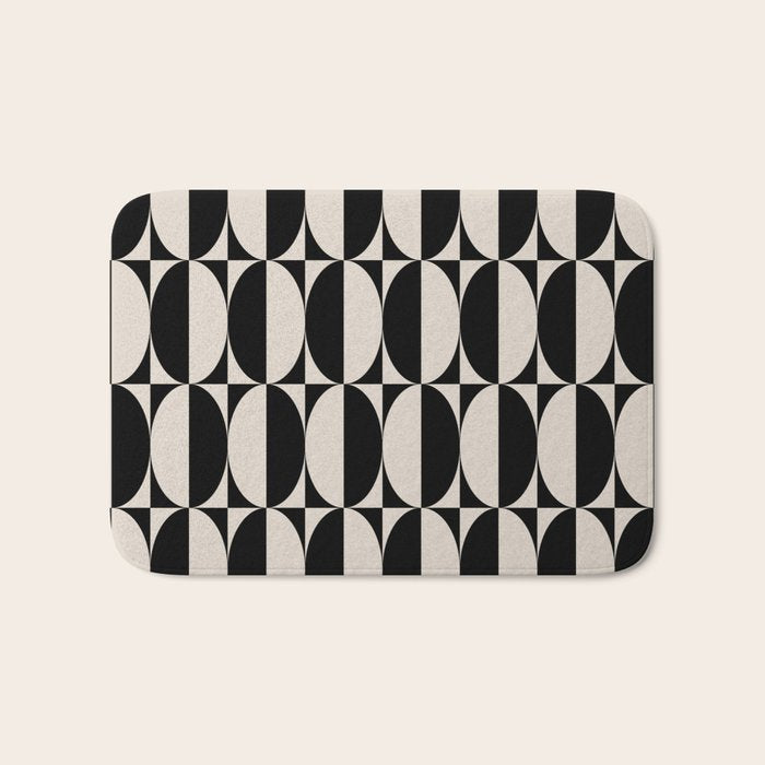 Hollywood Regency 261 Scandi Black and Linen White Bath Mat Gallery Image 1