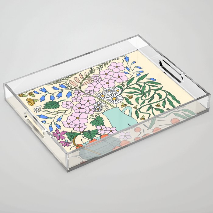 Ukrainian Flower Vase and Cherries Acrylic Tray Gallery Image 1