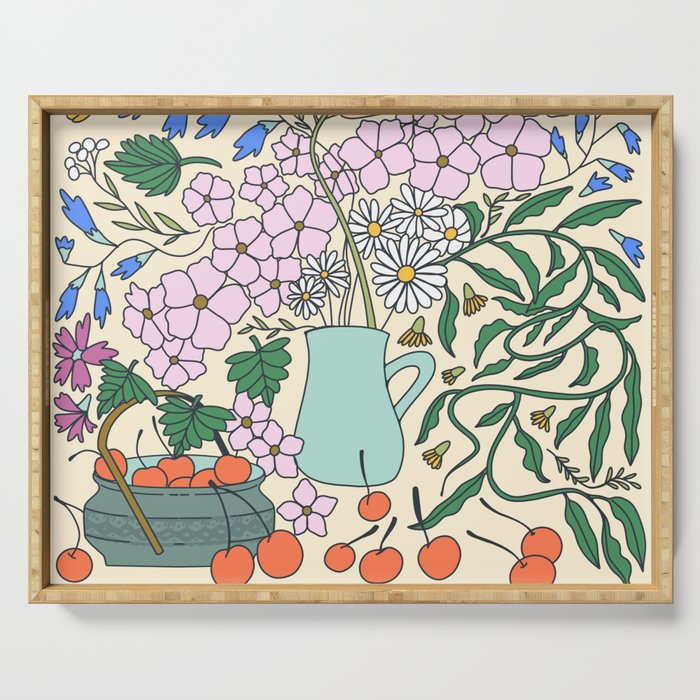 Ukrainian Flower Vase and Cherries Serving Tray Gallery Image 1