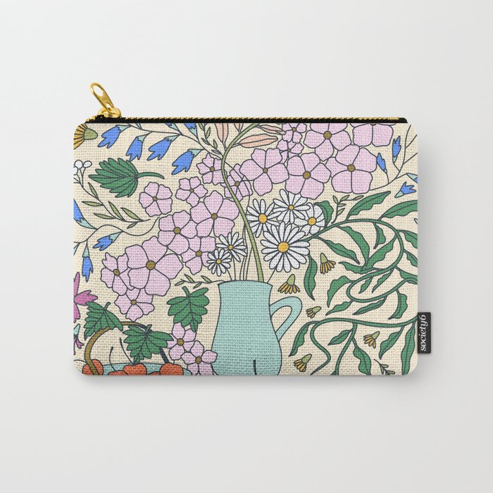 Ukrainian Flower Vase and Cherries Carry All Pouch Gallery Image 1