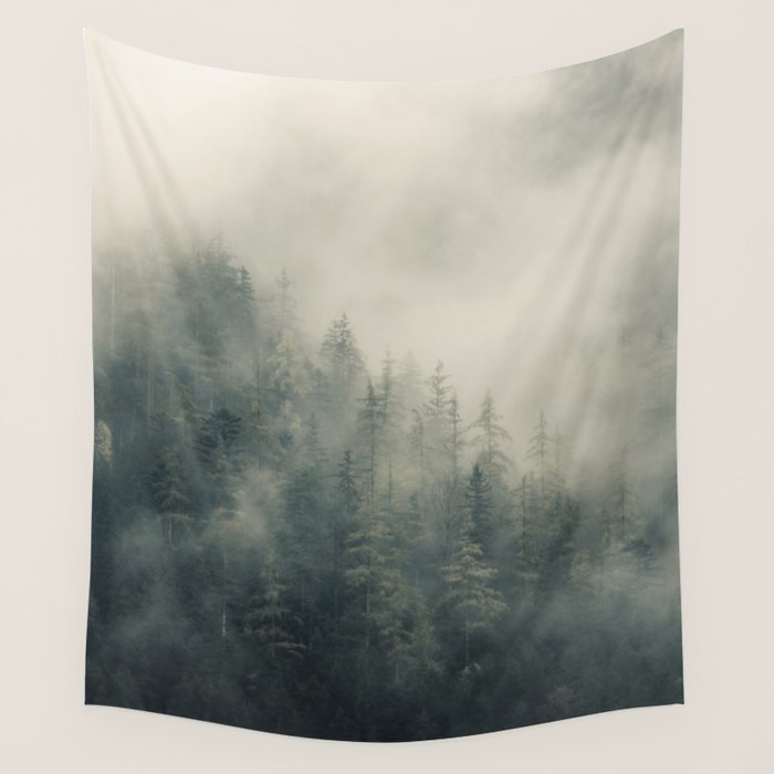 Misty Pine Forest 2 Wall Tapestry Gallery Image 4