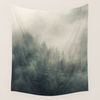 Misty Pine Forest 2 Wall Tapestry Gallery Image 4