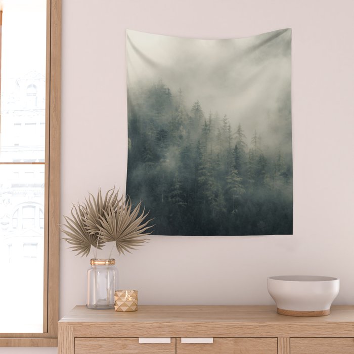 Misty Pine Forest 2 Wall Tapestry Gallery Image 2