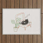 Cat and Plant 78: Vinyl Cat Outdoor Rug Gallery Image 1